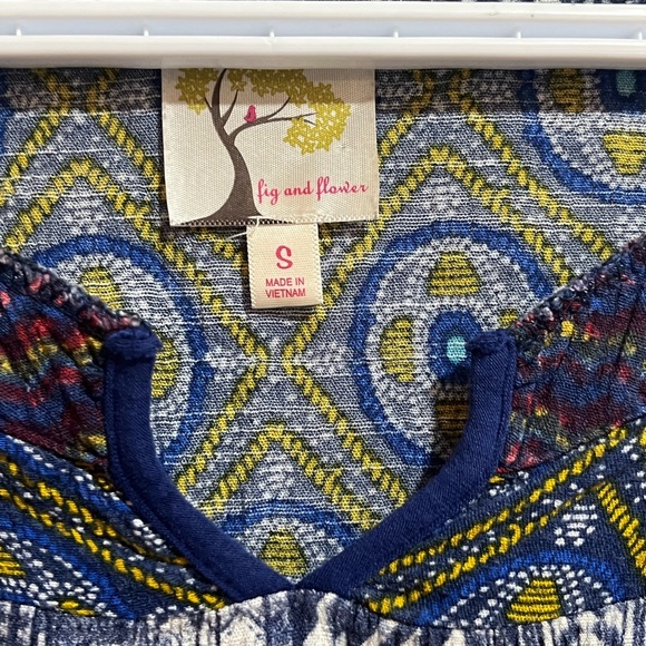 Fig and flower abstract boho blouse / long sleeve top sz S - Picture 3 of 4